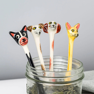 Hannah Turner Handmade Ceramic Dog Spoons Set of 4